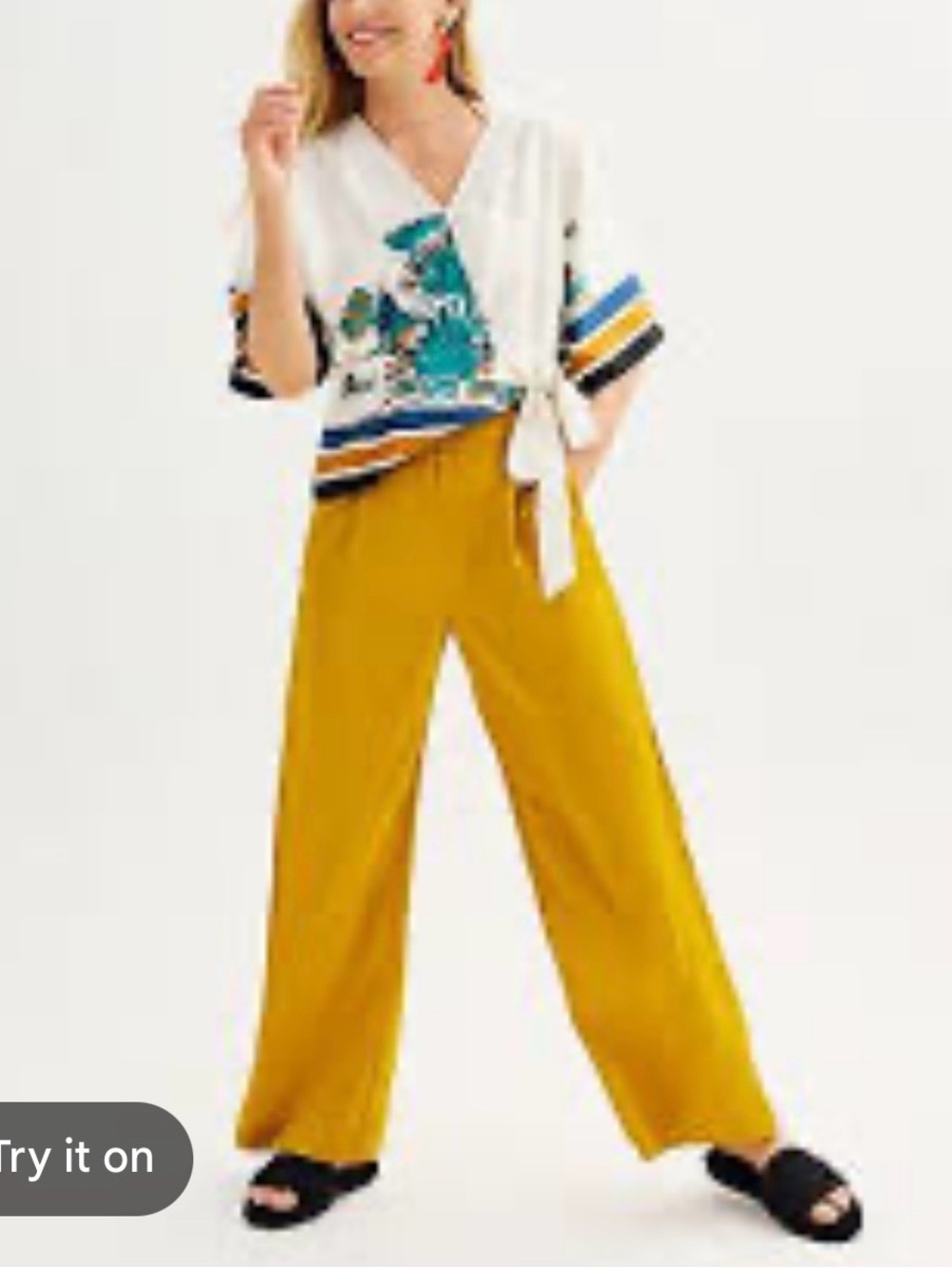 Nine West Wide-Leg Mustard Yellow Trousers